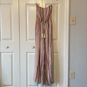 Juniper Blu Striped Strapless Jumpsuit